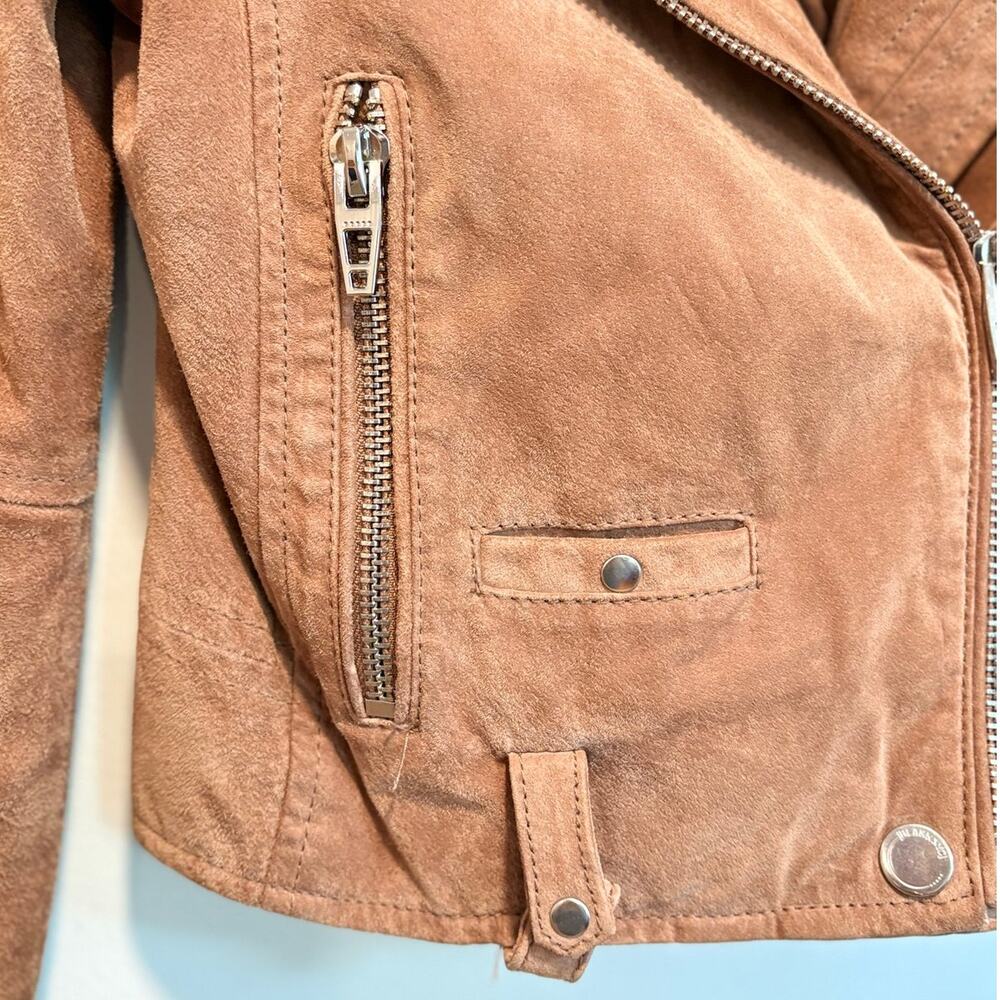 BlankNYC Genuine Suede Leather Moto Jacket XS Camel Tan Cropped Biker Motorcycle - Picture 4 of 6